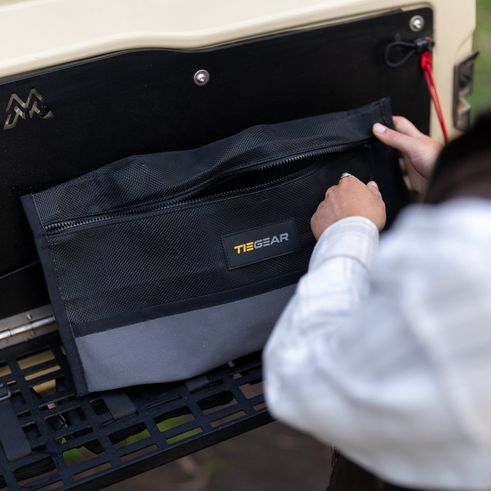 Closing storage bag on back of car | Tiegear Gear Bag | Tiegear Accessories
